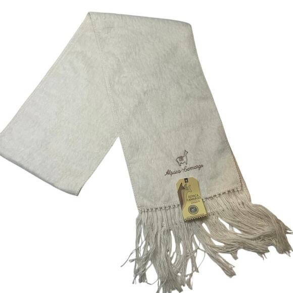 ALPACA CAMARGO PERUVIAN SCARF WINTER 100%ALPACA IVORY COZY SOFT SOPHISTICATED - Picture 1 of 11